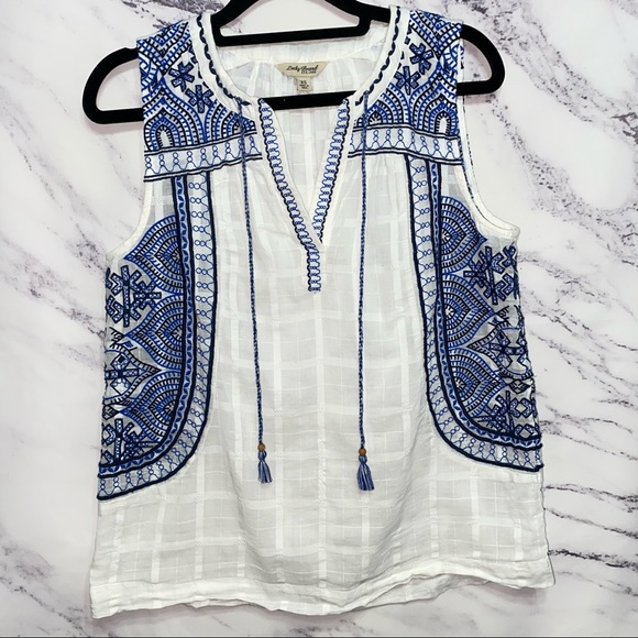 Lucky Brand Embroidered Sleeveless Blouse Size XS - Picture 2 of 6